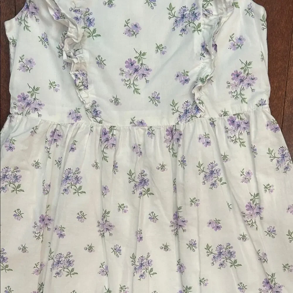 Gymboree Girl’s Adorable Purple & White Floral Kids Dress with Ruffles, Size 8